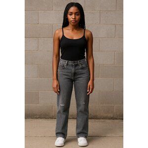 Y2K Sean John Women’s Gray Jeans Size 14 Fit Small Distressed Hem Knees